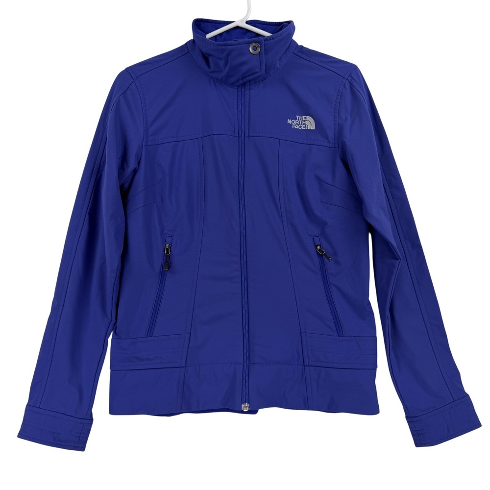 The North Face Jacket Womens Small Blue Softshell Full Zip Fleece Lined Hiking